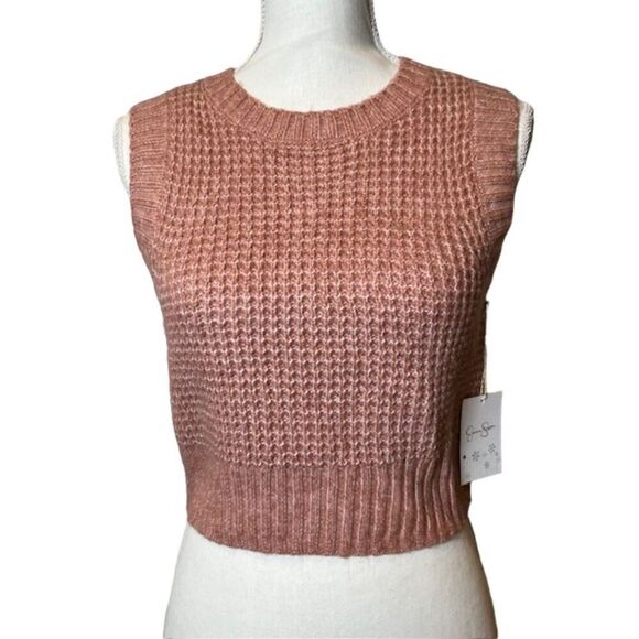 NWT Jessica Simpson Sleeveless Sweater Vest Waffle Knit Rusty Rose Size Small - Picture 1 of 6